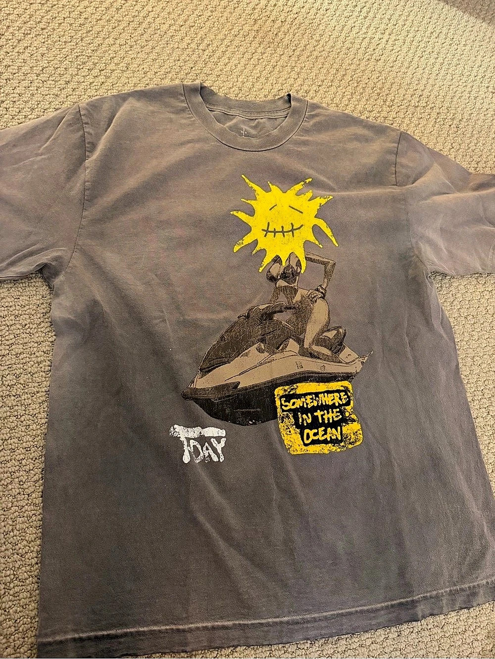 Travis Scott Graphic Short Sleeve Tee Gray Large